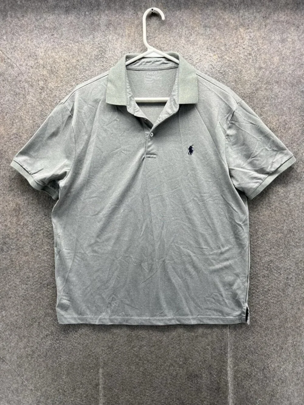 Polo Ralph Lauren Polo Shirt Men Large Gray Classic Fit Pony Cotton Casual